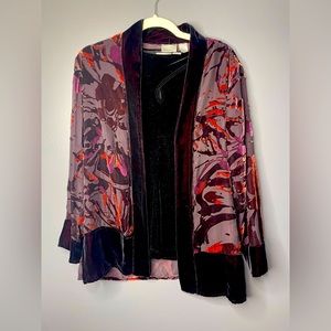 Chico's Open Front Silk Velvet Cardigan Women’s Topper & sleeveless top Size 0